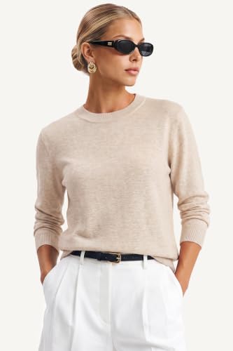 Image of Arach&Cloz Women's Wool Blend Classic Crew Neck Casual Fall Sweaters