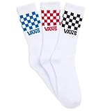 Vans Men's Classic Crew-Socks 3-Pair Pack (9.5-13, White Multicolor Check)