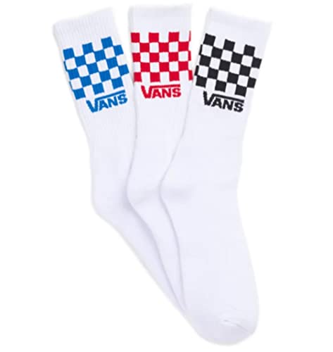 Vans Men's Classic Crew-Socks 3-Pair Pack (9.5-13, White Multicolor Check) #TOP5