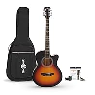 Includes gig bag, spare strings, tuner & capo In-built pre-amp with three-band EQ offers easy amplification Ultra-comfortable C-shaped neck is perfect for beginners Poplar laminate fretboard provides a silky smooth playing surface