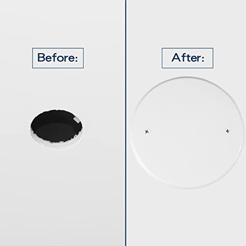 4 Packs 5 Inch Ceiling Cover Plate Metal Flat Round Electrical Cover Blank Circle Wall Plate With Screws Ceiling Fan Switch Cap Cover, Holes Are Spaced 3.5 Inches, White (For 4 Inch Electrical Box) #TOP3