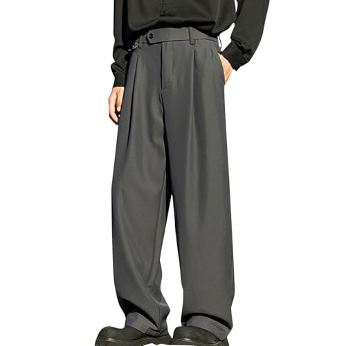 Pantalones de traje vintage para hombre, corte holgado, pantalones chinos, pantalones palazzo con cintura alta, elegantes pantalones de oficina, pantalones de pierna ancha, pantalones informales