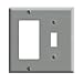 Leviton 80405-GY 2-Gang 1-Toggle 1-Decora/GFCI Device Combination Wallplate, Standard Size, Thermoset, Device Mount, Gray