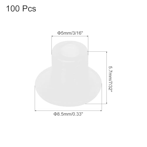 Image of MECCANIXITY 100pcs Plastic Hole Plugs, 5mm (3 /16 Inch) Clear White Screw Caps Cover Snap in Locking Round Button Top Shelf Plugs for Cabinet Cupboard Bookcase License Plate Furniture