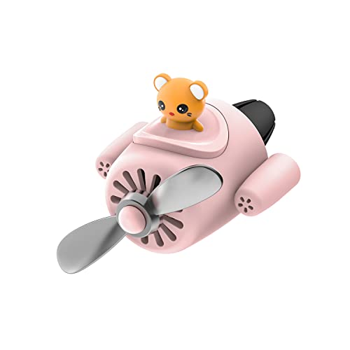 Image of Car fragrance diffuser pilot air outlet cartoon rotating fan leaf perfume cute shape freshener with 2 fragrances (R3-PINK) 1 Count