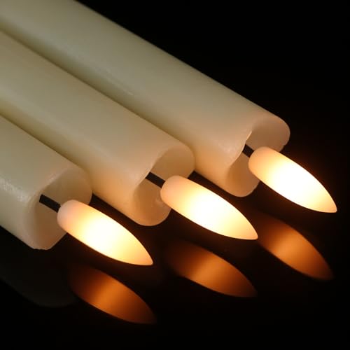 Image of Eldnacele Taper Flameless Flickering Candles with Remote and Timer, Battery Operated 3D Wick Real Wax Window LED Candles Set of 6 for Dinner Wedding Party Indoor Holiday Decor(D0.78 inchxH9.64 inch)
