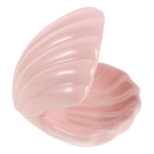 BUTIFULSIC Bandeja Organizadora de Cerámica en Forma de Concha Rosa, Porta Joyas Resistente a Rayaduras Adecuado para Baño y Decoración de Tocador