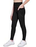 Arshiner Girls Athletic Leggings High Waist Yoga Pants for Kids with Pockets Dance Running Workout Tights Black