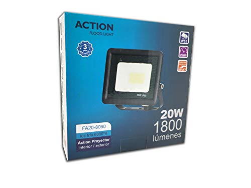 FactorLED Foco LED 20W, 30W, 50W y 100W Negro Slim, Iluminación Exterior e Interior, Proyector Ultrafino IP65, Floodlight Decoración, [Eficiencia energética A+] (Luz Fría) (20)