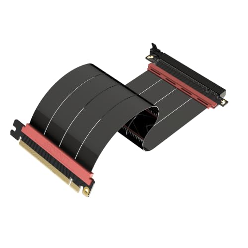 Image of LINKUP PCIE 5.0 Riser Cable | for Vertical GPU Mount | Straight | Graphics Card GPU Ready | Usable with PCIe 4.0 & RX9070 / RTX5090 | 25cm (Total Length: 29cm)