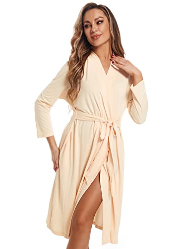 QTECLOR Maternity Robe with Matching Swaddle Blanket Set,Maternity Barhrobe Delivery Labor Robe for Hospital Women Dress3