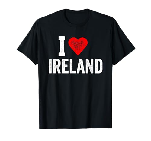 Diseño divertido retro I Love Ireland con un corazón rojo Camiseta