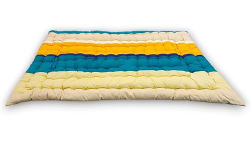 Image of Deevine Craft Soft Cotton Foldable Mattress - Lightweight, Firm Single Gadda | 3D Design Print, 72x36 Inches (3x6 ft) | Portable for Picnic, 1 Sleeping Capacity (Beige Design Mattress)