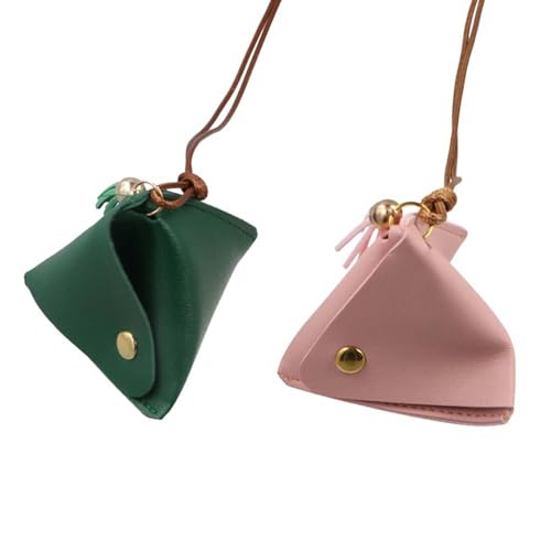 2 Pcs PU Triangle Coin Purse Coin Purse Storage Bag, Zongzi Shape Coin Money Bags Cosmetics Wrist Bag, Small Item Bag for Keys Lipstick Data Cable Storage4