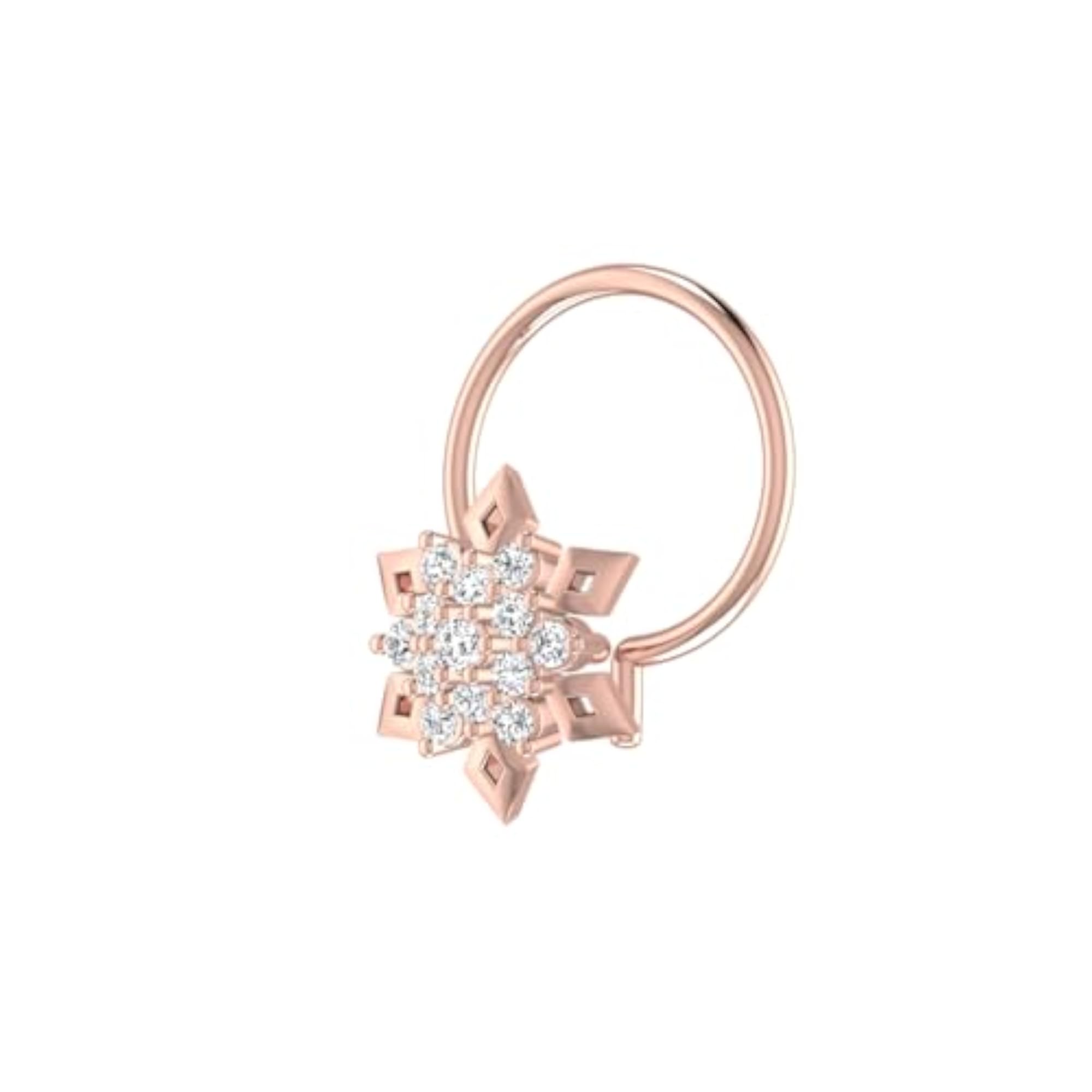 9K BIS Hallmarked Rose Gold Stud Nosering, Stylish Accessory