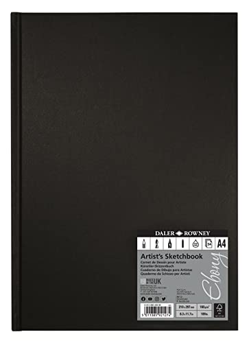 Daler Rowney Ebony Cuaderno Dibujo Cosido Tapa Negra Retrato A4 160G 54 hojas Cover