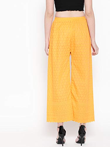 Image of Vastraa Fusion Women's Regular Fit Cotton Chikan Palazzo