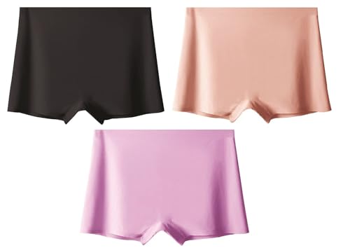 Image of LOURYN KOULYN Women's Ice Silk Seamless Boyshort Panty, (Pack of 3 Panty)