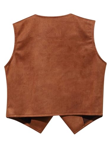 Unisex Kids Sleeveless Open Front Waistcoat Tops Cowboys Cowgirls Roleplay Fancy Dress Ups2