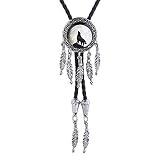 Himongoo Dreamcatcher Bolo Tie for Men Women Leather Rope Wedding Necklace Western Cowboy, Jade Turq