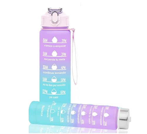 Image of EKAN 2 in 1 Motivational Water Bottles Set 600 ml, 200 ml Large Capacity Sipper Bottles for School kids Use Leak-proof BPA-Free Water Bottles (Water Bottle 2pcs)