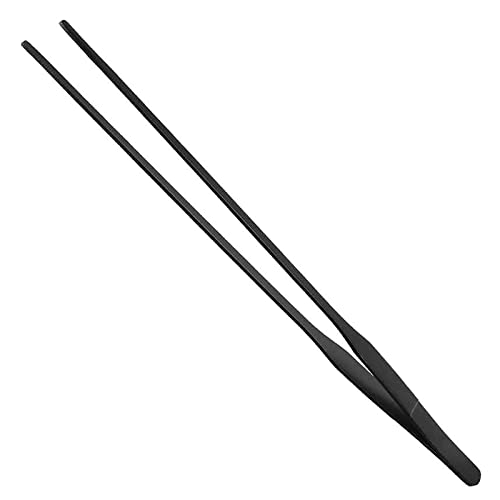 WiYould Pinzas de acuario extra largas de acero inoxidable rectas, pinzas largas de alimentación para herramientas Aquascape, 38 cm, negro recto Cover