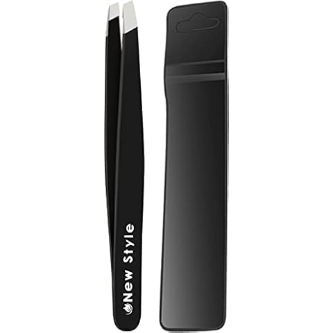Slant Eyebrow Tweezers - Professional Stainless Steel Slant-Tip Tweezer | Precision Facial Hair Plucking for Men and Women Cover