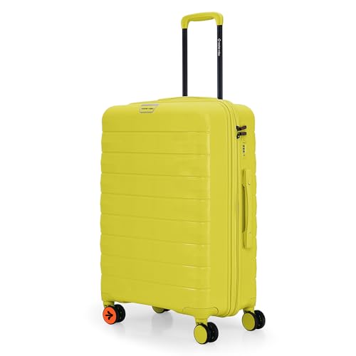 Nasher Miles Vienna Hard-Sided Polypropylene Check-in Luggage 24 inch | 65cm | 8 Wheels Medium Trolley Bag for Travel | Suitcase (Yellow)