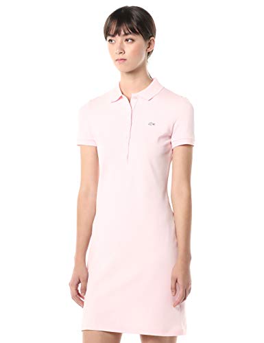 Lacoste Women's Short Sleeve Slim Fit Stretch Pique Polo Dress, Flamingo, 6