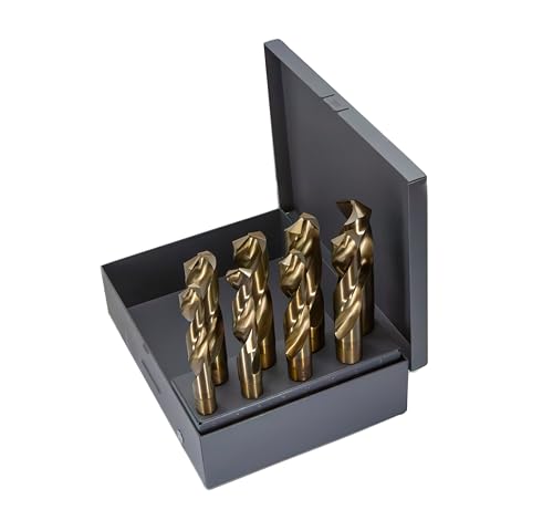 Image of Drill America 8 Piece m42 Cobalt Reduced Shank Drill Bit Set in Metal Case (9/16" - 1" x 16ths), D/ACO Series
