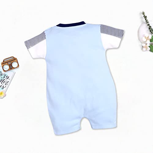 Image of BABY GO Baby Boys & Baby Girls Cotton Romper | Half Sleeve Polo Collar Jumpsuit | Newborn Infant Summer Outfit with Button Closure | Soft Breathable Playsuit | Stylish Print One Piece Dress