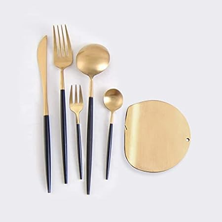 Amazon Cesa Beams カトラリー カトラリセット おしゃれ スプーン フォーク ナイフ ティースプーン ケーキフォーク 基本５本セット カトラリーレスト１個 結婚祝い プレゼント ギフト ブラックゴールド 黒金中5片1 Cesa Beams カトラリーアソートセット 通販