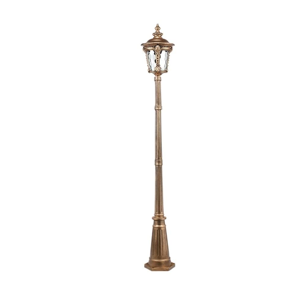 Lampadaire vintage nordique traditionnel E27 à tête unique en verre antique vintage IP65 étanche pour extérieur, jardin, allée, pelouse, allée