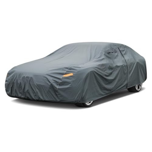 Image of GUNHYI 16 Layers Car Cover Waterproof All Weather, Heavy Duty Full Exterior Cover Universal Fit Coupe Pontiac Firebird /Trans Am, Chevy Malibu /Chevelle, Dodge Charger, Hyundai Genesis, Jaguar XJ etc.