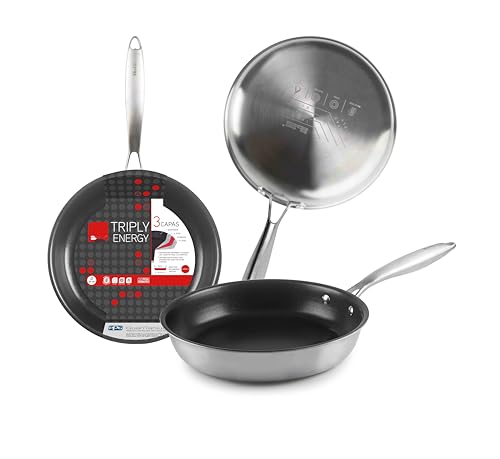 Sartén - sartén triply de 20 cm, con base de acero inoxidable, distribuye el calor de manera uniforme y es apta para todo tipo de cocción.