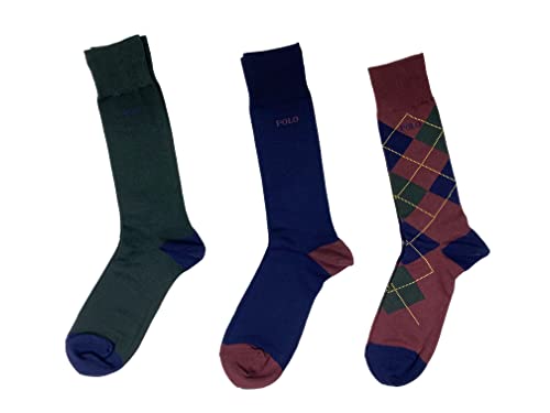 POLO RALPH LAUREN Men`s Dress Argyle Crew Socks 3 Pack (10-13, Olive(ZP899846PKN)/O_B)