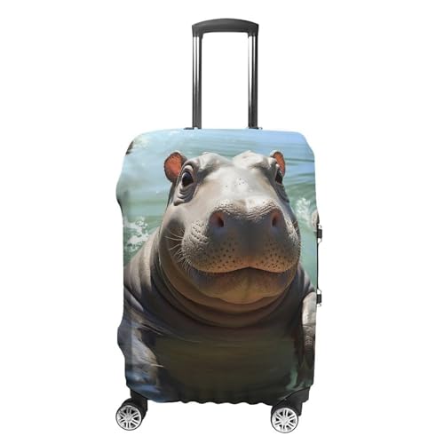 Cute Hippos Luggage Cover, Washable Elastic Suitcase Cover Protector Fit 18-32 Inch Luggage