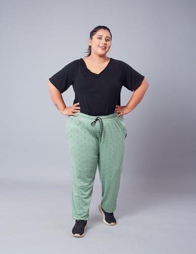 Image of CUPID Women's Plus Size Cotton Printed Pajamas, Nightwear, Lounge Wear, Walk Wear Lowers, Regular Fit Track Pants for Ladies M to 7XL