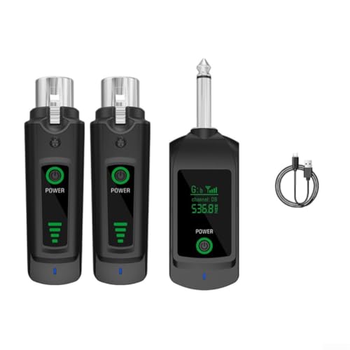 Sistema de micrófono inalámbrico XLR 2.4G con transmisor y receptor, recargable, rango estable, soporte múltiple de dispositivos para micrófono dinámico (1 en 2) miniatura 1