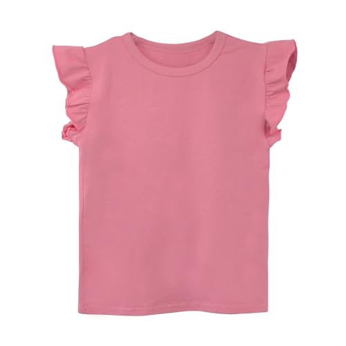 Image of Toddler Girls Ruffle Sleeve T-Shirt Plain Tank Tops Basic Blouse for Girl