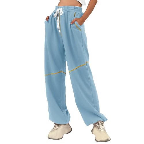 Pantalon de jogging bleu clair avec cordon de serrage et poches profondes taille S