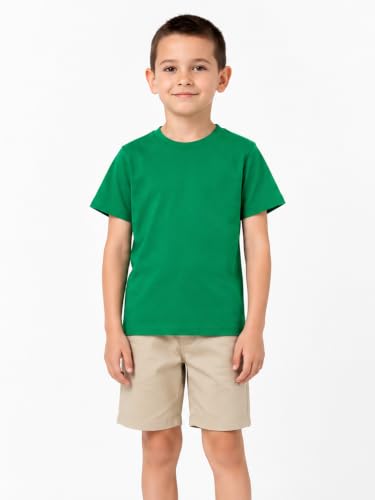 Image of LittleSpring Boys Girls T Shirt Rainbow Striped Cotton Crewneck Tees for Kids Fashion