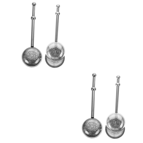 Cabilock 4pcs Stainless Steel Retractable Tea Infuser Strainer Silver Tea Filter for Home Use Stylish Design Comfortable