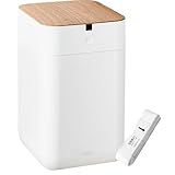 QUADS(クワッズ) 全自動スマートゴミ箱 ELBIN エルビン 木目 15L ゴミ自動梱包 UV機能付き 充電式 USB 音声ガイダンス ごみ箱 (アイボリー)