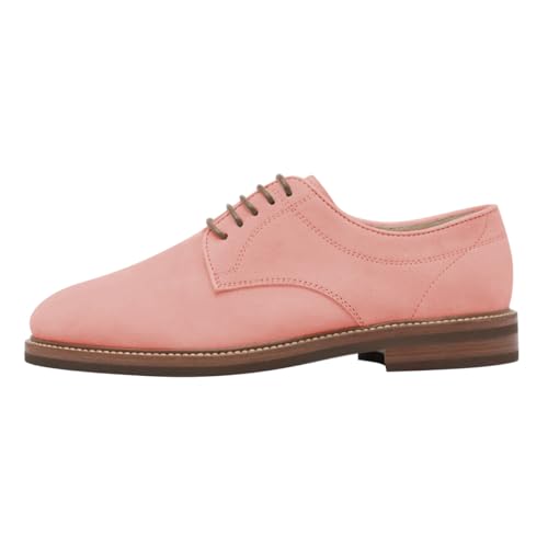 FSJ Men's Oxford Dress Shoes Round Closed Toe Lace-up Low Stacked Heel Wingtip Lovely Light Colors Casual Shoes Size 4-16 US2