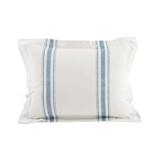 Image of Lush Decor Farmhouse Stripe Reversible Cotton Duvet Cover Twin XL Size 2 Piece Set Blue - Twin XL Bedding Set - Striped Duvet Cover - Dorm Essentials