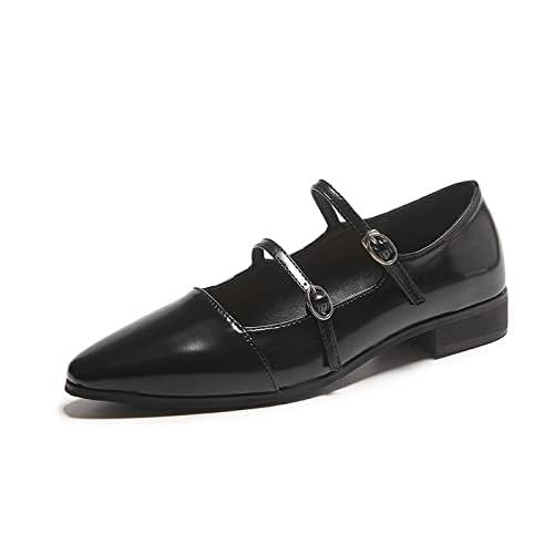 EFTCAL Women's Adjustable Double Strap Mary Janes, Pointed Toe Low Heel Flats, Dressy Comfortable Slip-on Dress Shoes2