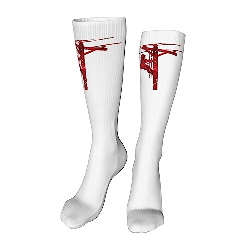 Red Electrician Knee High Socks For Women Long Tube Socks Athletic Compression Socks Unisex High Socks Girls