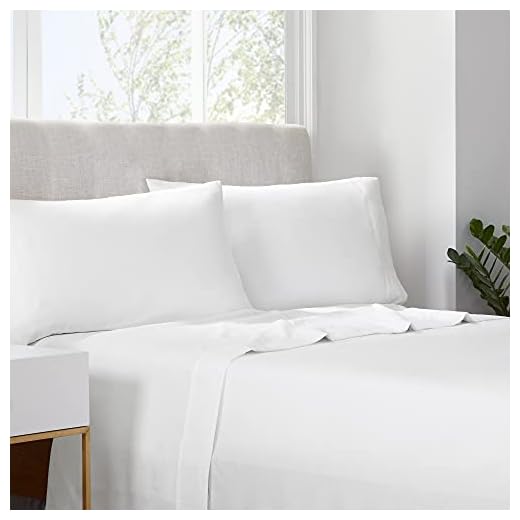 Serta Simply Clean Soft Hypoallergenic Stain Resistant Deep Pocket 4 Pieces Solid Bed Sheet Set, Queen, White