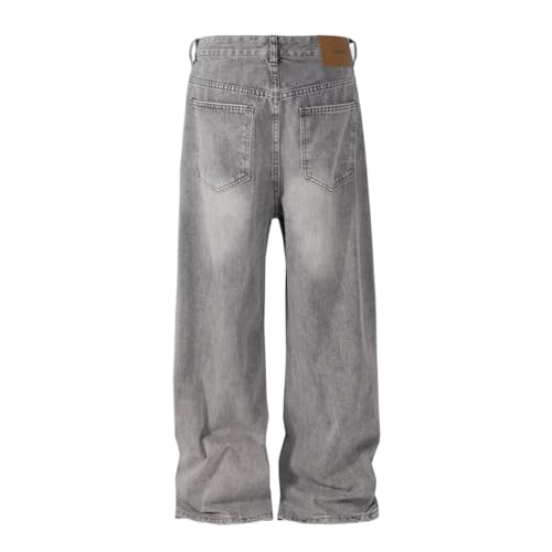 Washed and Distressed Long Pants Unisex Straight Leg High Street Jeans2